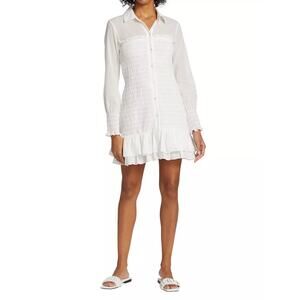 Veronica Beard White Kelsey Long Sleeve Cotton Shirtdress Size 6